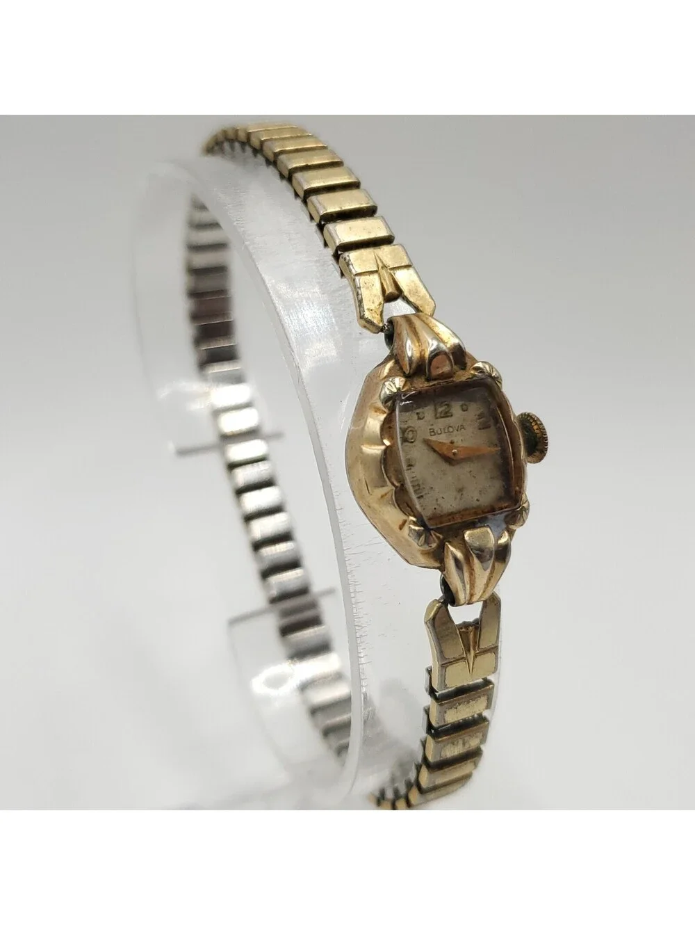 Vintage Bulova 10k Rolled Gold Plate Bezel 16mm Womens Watch For Parts